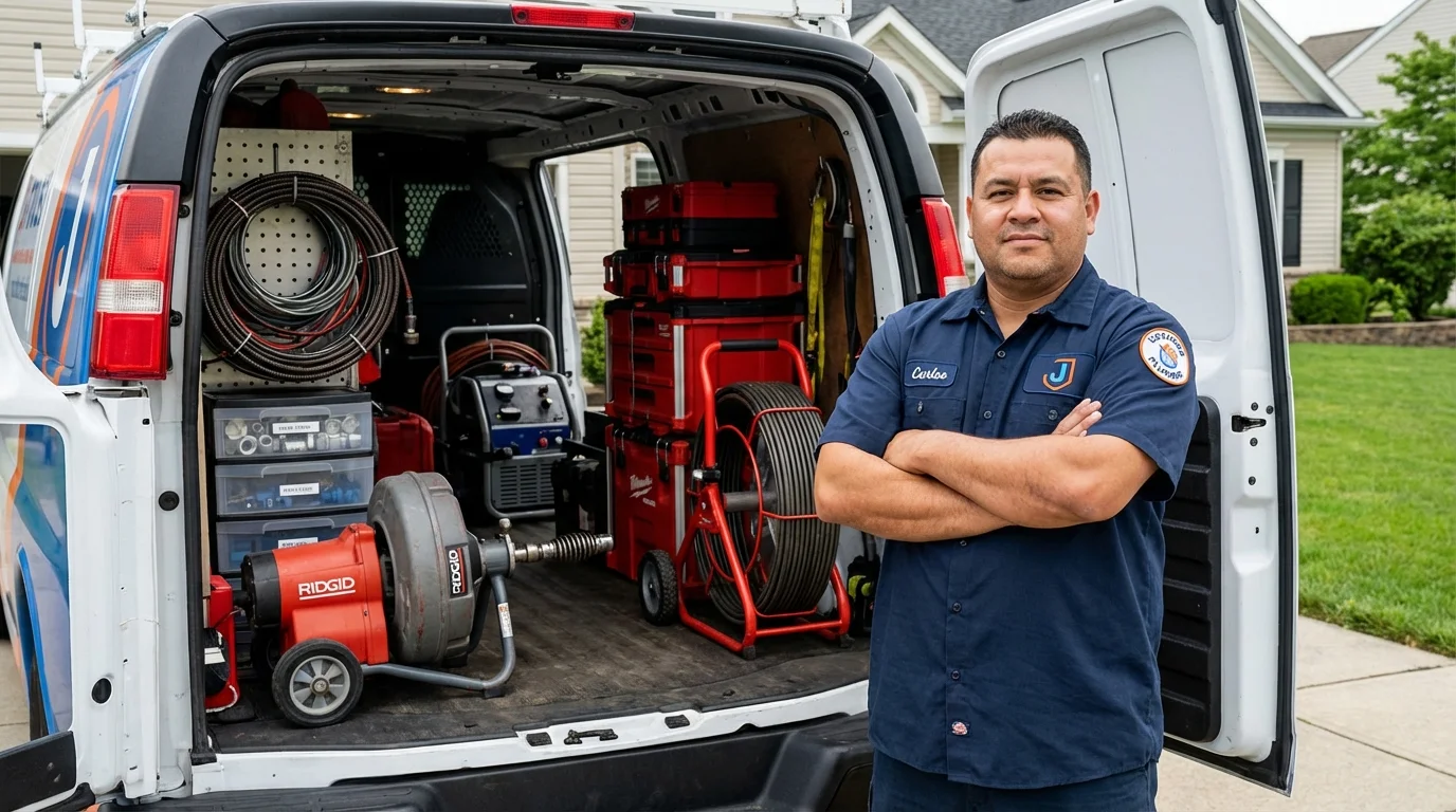 Professional drain cleaning equipment and Johns Plumbing LLC plumber in Bodega Bay
